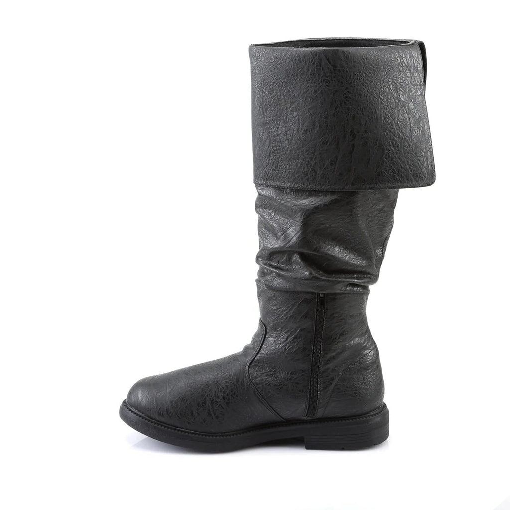 Men's Wide Cuff Tall Leather Boots with Pull-On Slouch Shaft