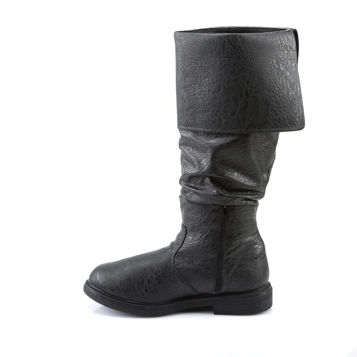 Men's Wide Cuff Tall Leather Boots with Pull-On Slouch Shaft