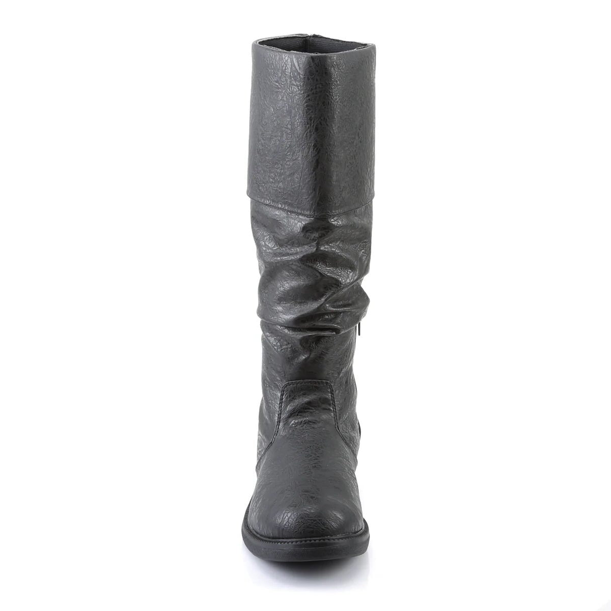 Men's Wide Cuff Tall Leather Boots with Pull-On Slouch Shaft