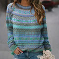 Women's Bright Stripe Relaxed Knit Pullover - Blue