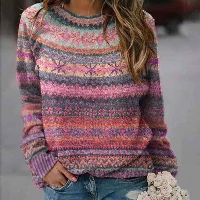 Women's Bright Stripe Relaxed Knit Pullover