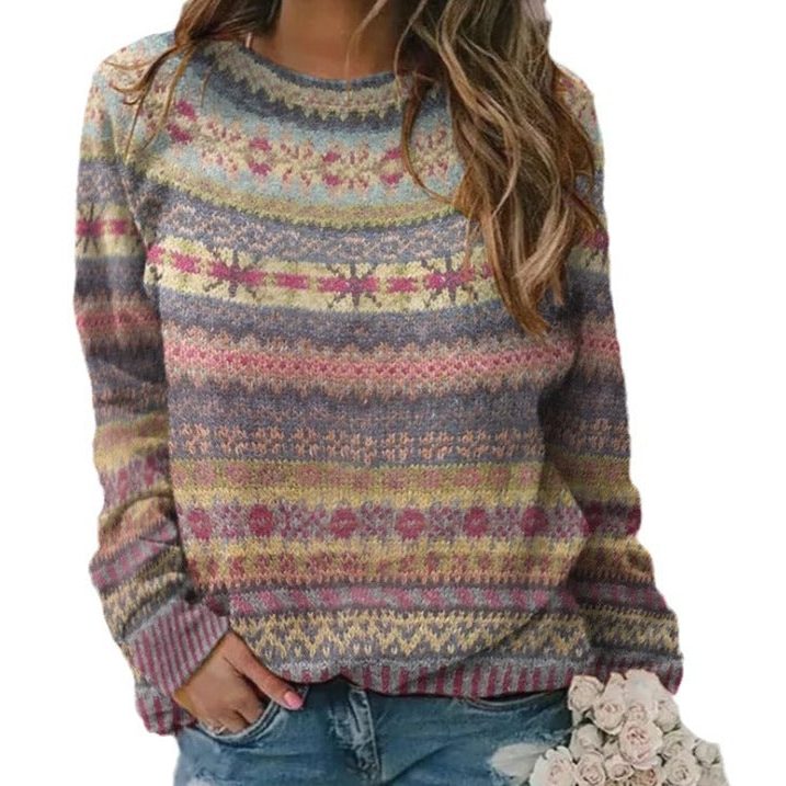 Women's Bright Stripe Relaxed Knit Pullover