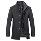 Men's High Collar Quilted Winter Coat Tailored Outerwear