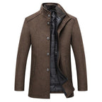 Men's High Collar Quilted Winter Coat Tailored Outerwear