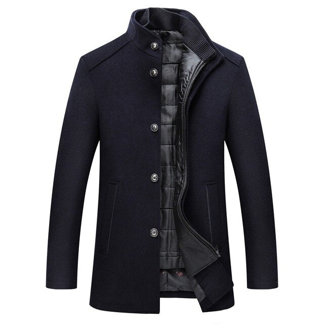 Men's High Collar Quilted Winter Coat Tailored Outerwear
