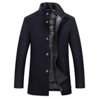 Men's High Collar Quilted Winter Coat Tailored Outerwear
