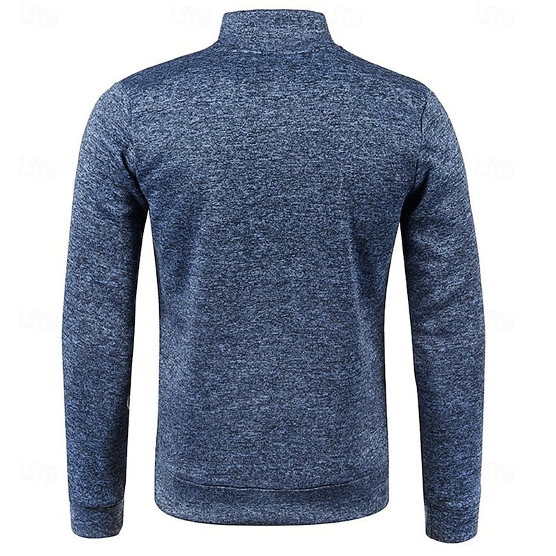 Men's Zip Collar Long Sleeve Tailored Polo