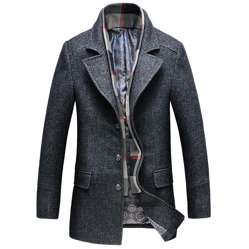 Men's Wool Overcoat Elegant Classic Tailored Smart Formal Long