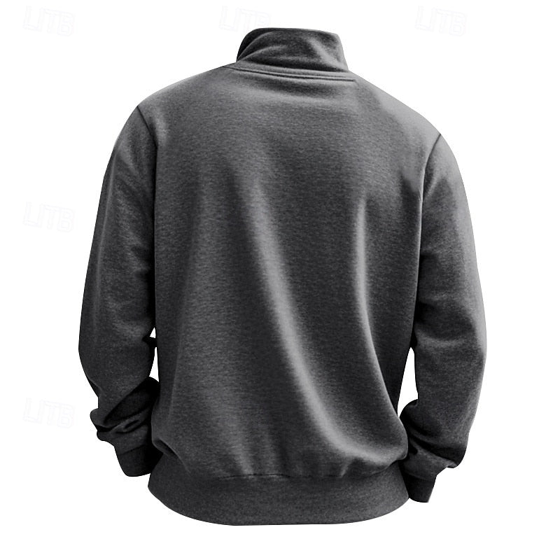 Women's Plain Relaxed Zip Neck Everyday Pullover