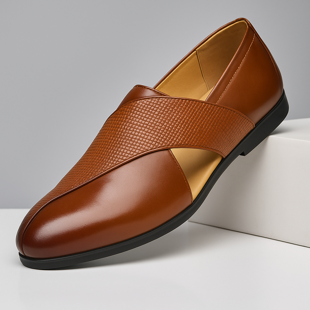 Women's Slim-Profile Real Leather Loafers with Supportive Sole - Brown