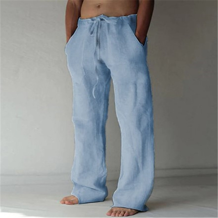 Men's Wide Leg Drawstring Trousers Relaxed Summer Style