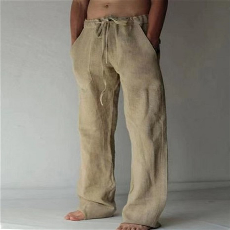 Men's Wide Leg Drawstring Trousers Relaxed Summer Style