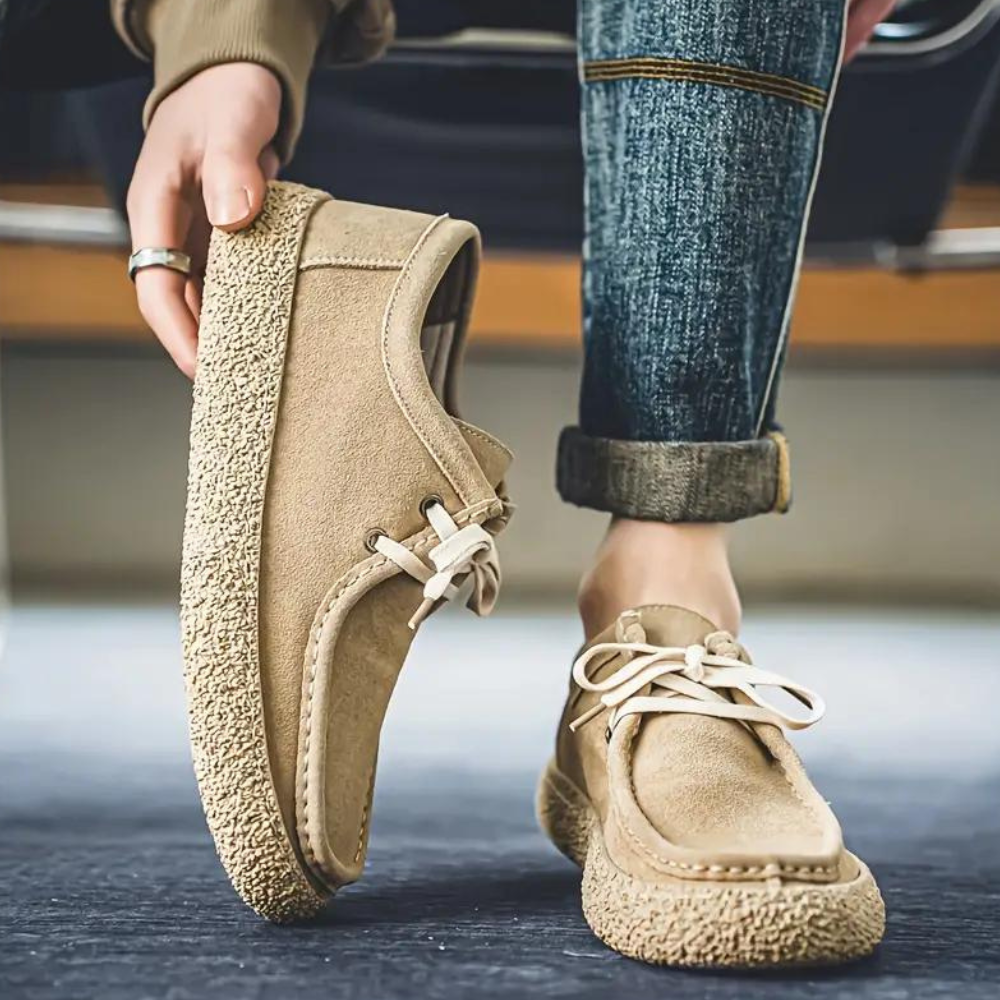 Men's Fleece Lined Moccasin Shoes Textured Grip Sole