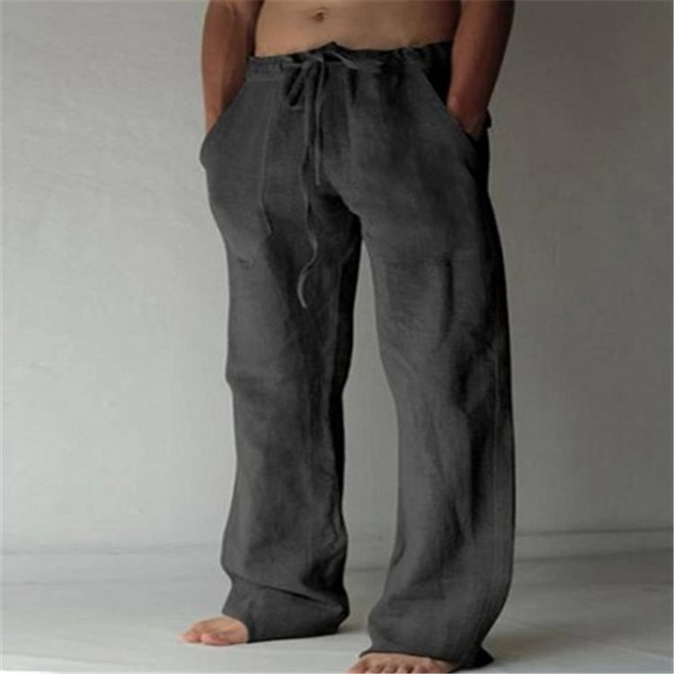 Men's Wide Leg Drawstring Trousers Relaxed Summer Style