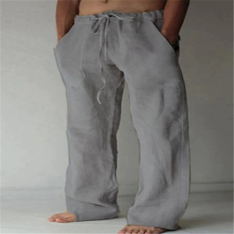 Men's Wide Leg Drawstring Trousers Relaxed Summer Style