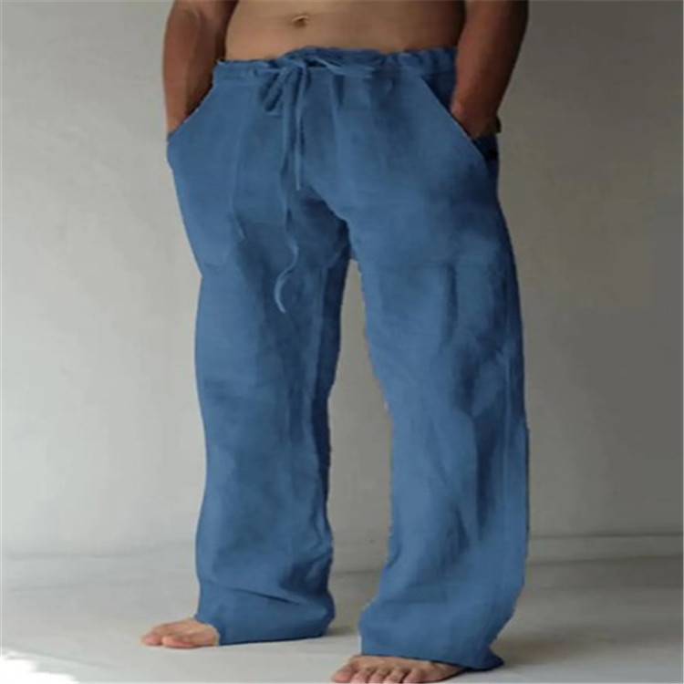 Men's Wide Leg Drawstring Trousers Relaxed Summer Style