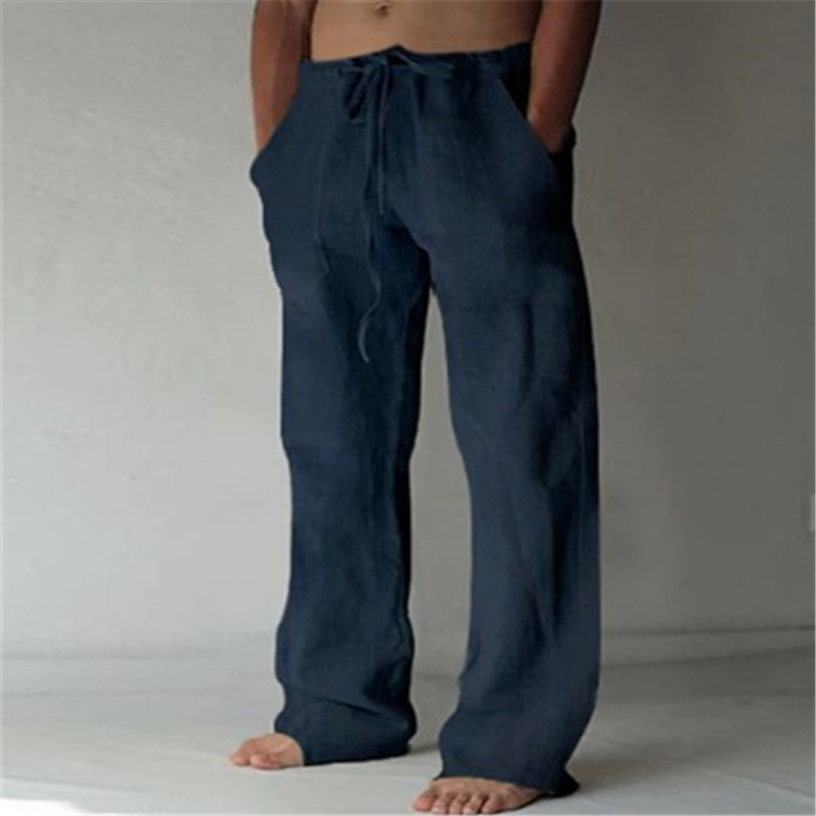 Men's Wide Leg Drawstring Trousers Relaxed Summer Style
