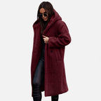 Women's Plush Faux‑Fleece Long Coat