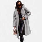 Women's Plush Faux‑Fleece Long Coat