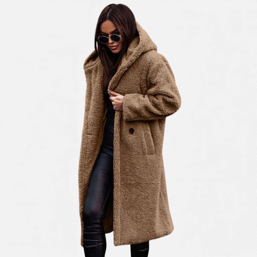 Women's Plush Faux‑Fleece Long Coat