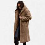 Women's Plush Faux‑Fleece Long Coat