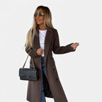 Women's Belted Lapel Coat – Classic Mid-Length Overcoat