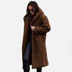 Women's Plush Faux‑Fleece Long Coat