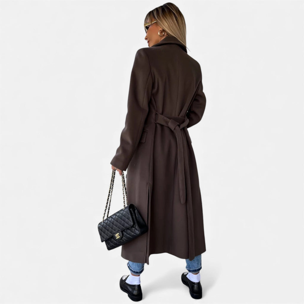 Women's Belted Lapel Coat – Classic Mid-Length Overcoat