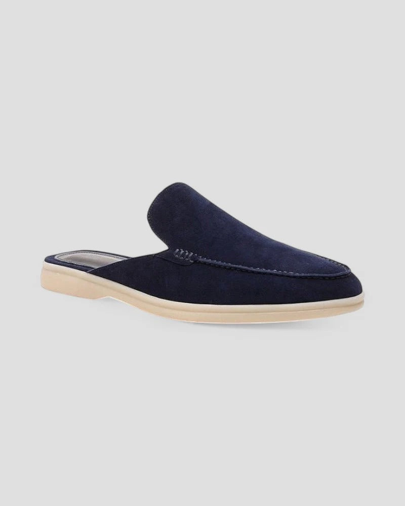 Men's Backless Loafers With Moc Toe Stitching