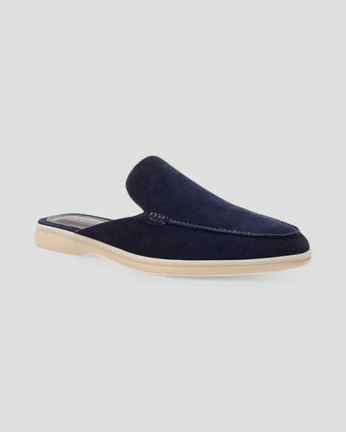 Men's Backless Loafers With Moc Toe Stitching