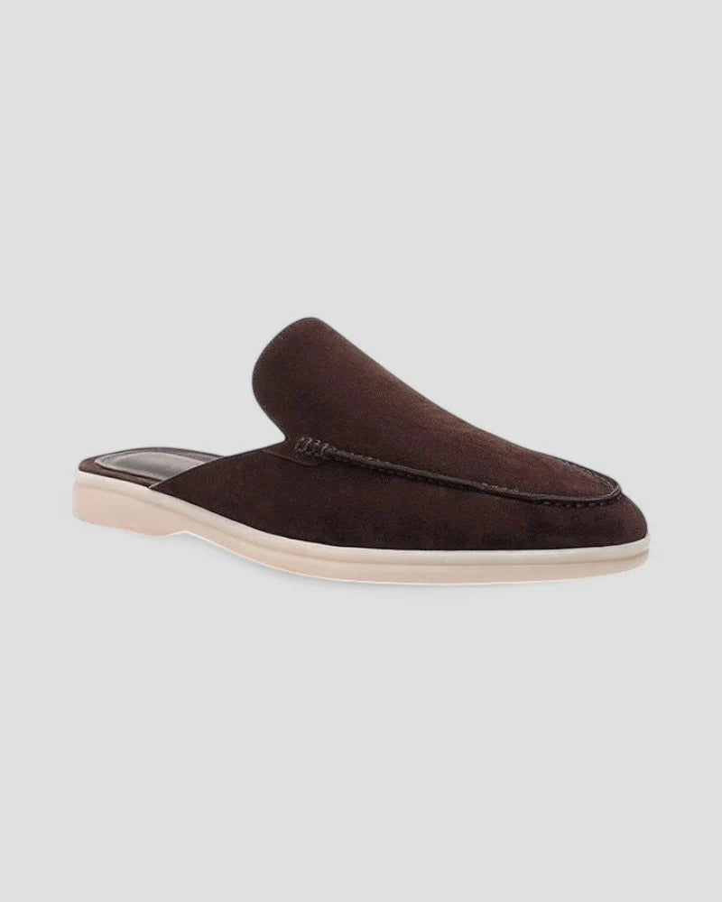 Men's Backless Loafers With Moc Toe Stitching