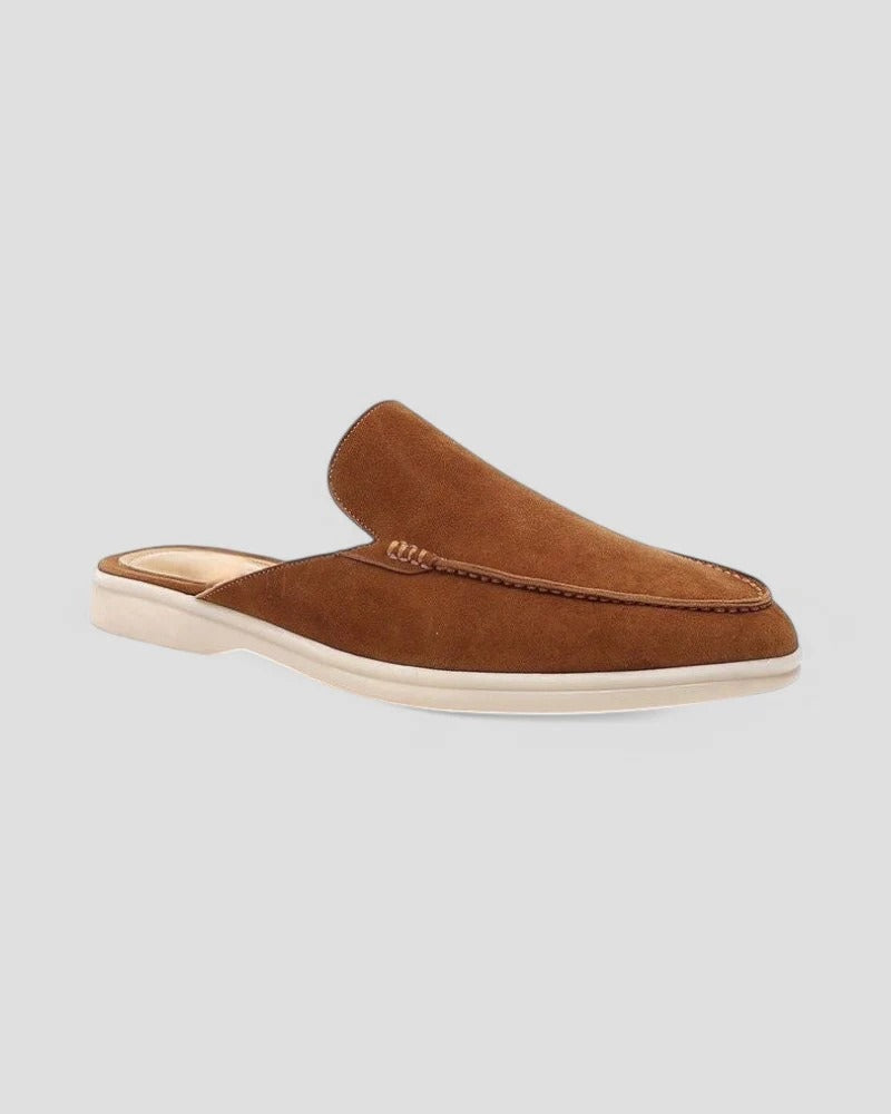 Men's Backless Loafers With Moc Toe Stitching
