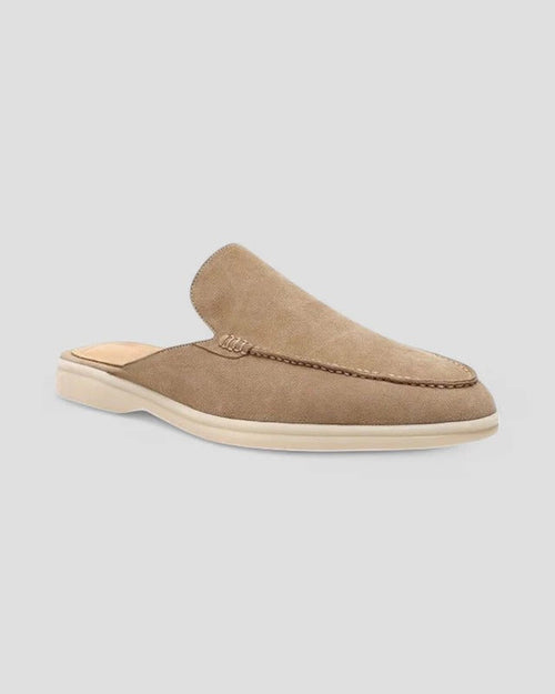 Men's Backless Loafers With Moc Toe Stitching