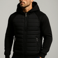 Men's Sporty Hooded Jacket with Zipped Side Pockets - Black