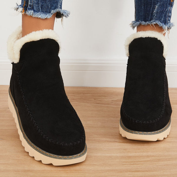 Women's Faux Fur Trim Suede Winter Boot