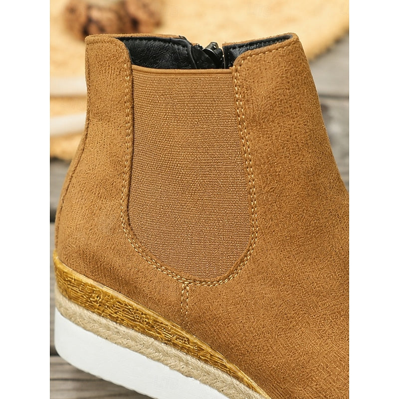 Women's Easy-Zip Low Wedge Booties with Stretch Sides