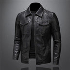 Men's Vegan Leather Jacket Modern Collared Layer for City