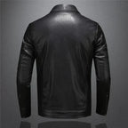 Men's Vegan Leather Jacket Modern Collared Layer for City