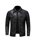 Men's Vegan Leather Jacket Modern Collared Layer for City