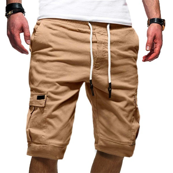 Men's Drawstring Cargo Shorts with Utility Pockets and Relaxed