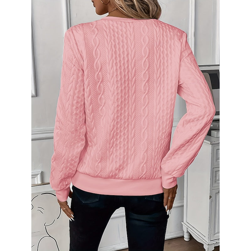 Women's Easy-Fit Cable Pullover with Quarter-Zip Neck