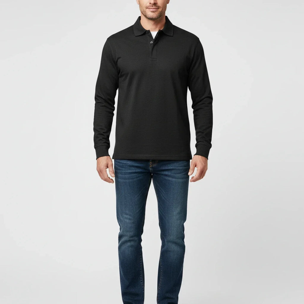 Men's Smart Casual Polo Shirt Long Sleeve Collared Top