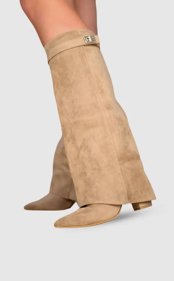 Women's Sleek Tall Leather Boots with Elegant Heel