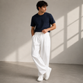 Men's Pleated Wide Leg Trousers Relaxed Modern Pants