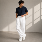Men's Pleated Wide Leg Trousers Relaxed Modern Pants