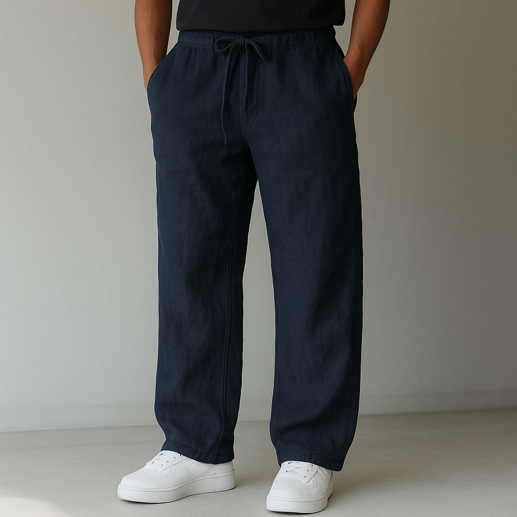 Men's Drawstring Relaxed Fit Wide Leg Casual Trousers
