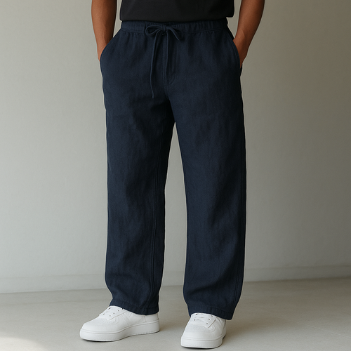 Men's Drawstring Relaxed Fit Wide Leg Casual Trousers