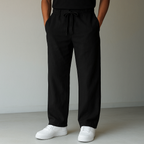 Men's Drawstring Relaxed Fit Wide Leg Casual Trousers