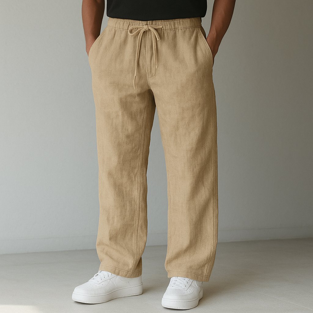 Men's Drawstring Relaxed Fit Wide Leg Casual Trousers