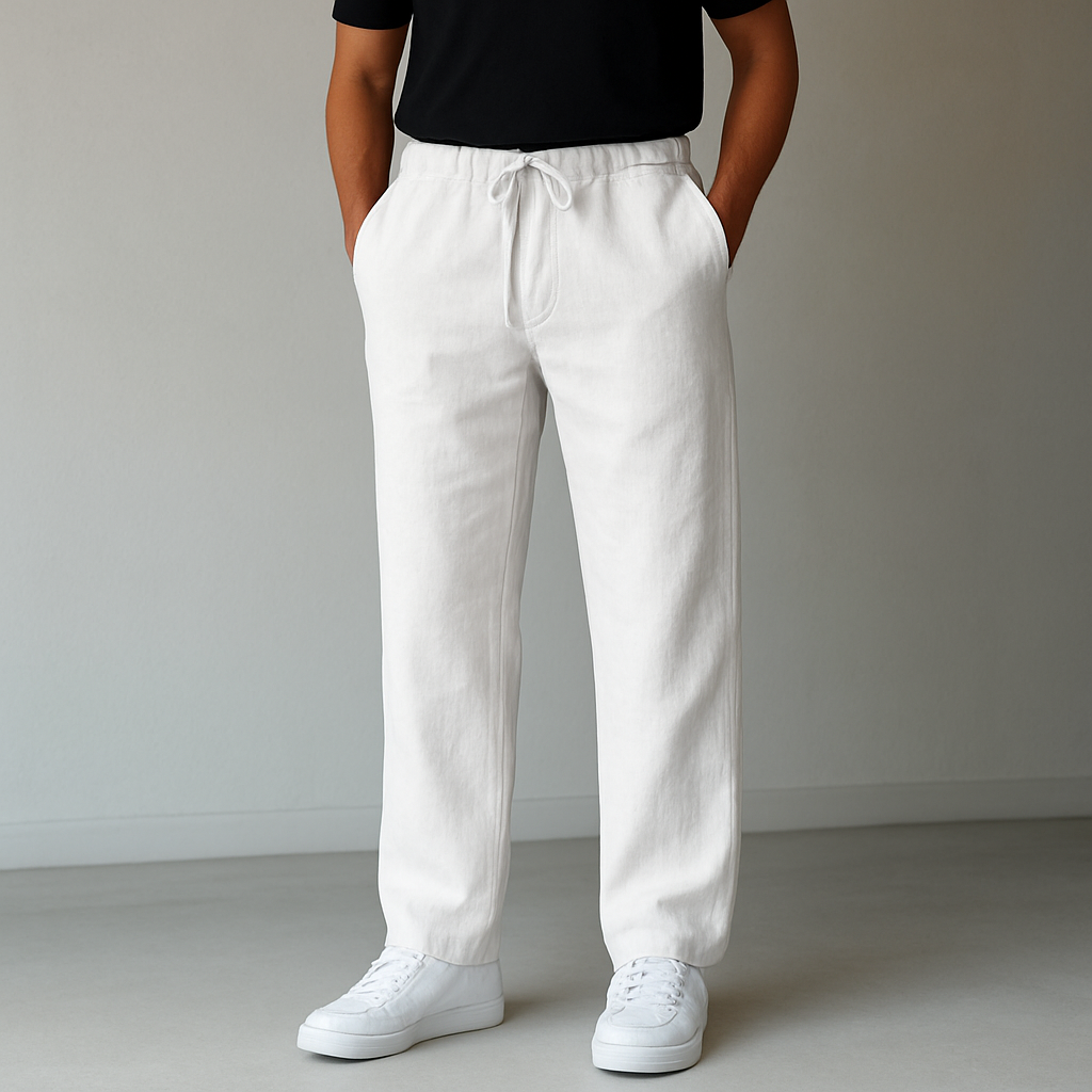 Men's Drawstring Relaxed Fit Wide Leg Casual Trousers